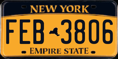 NY license plate FEB3806
