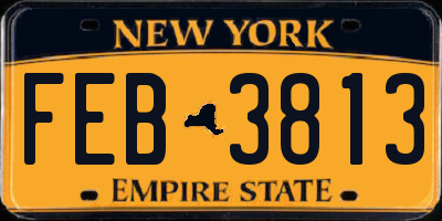 NY license plate FEB3813