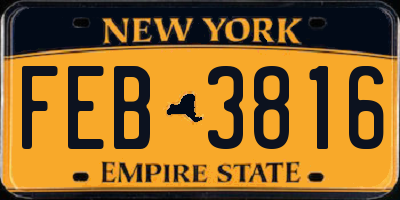NY license plate FEB3816