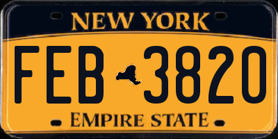 NY license plate FEB3820