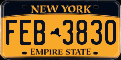 NY license plate FEB3830