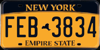 NY license plate FEB3834