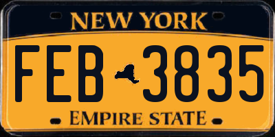 NY license plate FEB3835