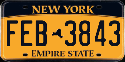 NY license plate FEB3843