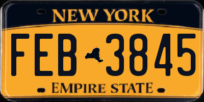 NY license plate FEB3845