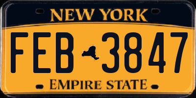 NY license plate FEB3847