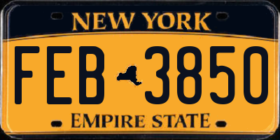 NY license plate FEB3850