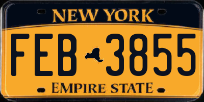 NY license plate FEB3855