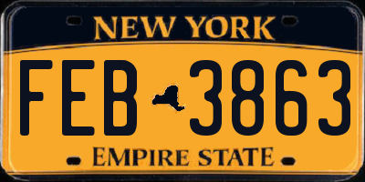 NY license plate FEB3863
