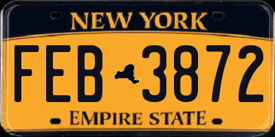 NY license plate FEB3872