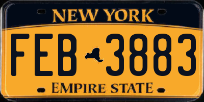 NY license plate FEB3883