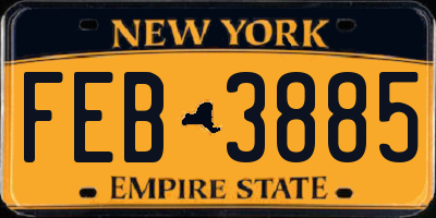 NY license plate FEB3885