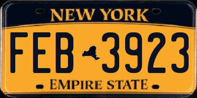 NY license plate FEB3923