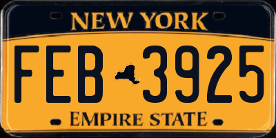NY license plate FEB3925