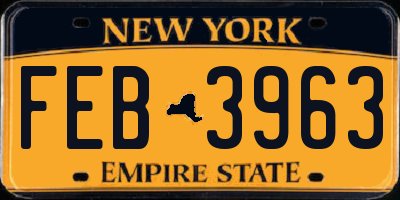 NY license plate FEB3963