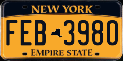 NY license plate FEB3980