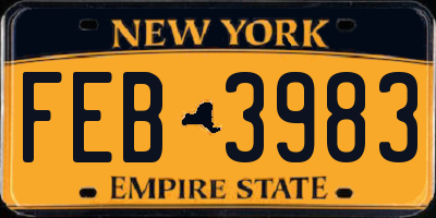 NY license plate FEB3983