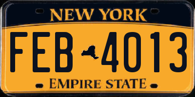 NY license plate FEB4013