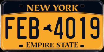 NY license plate FEB4019