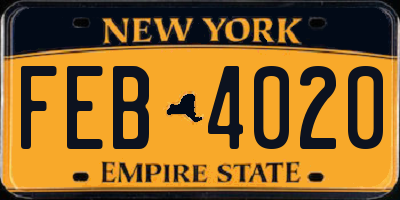 NY license plate FEB4020