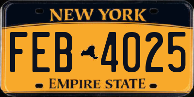 NY license plate FEB4025