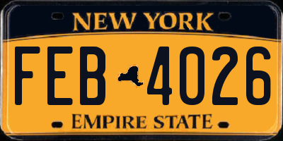 NY license plate FEB4026