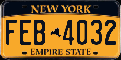 NY license plate FEB4032