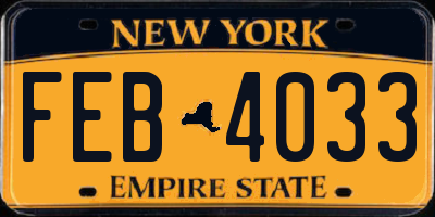 NY license plate FEB4033