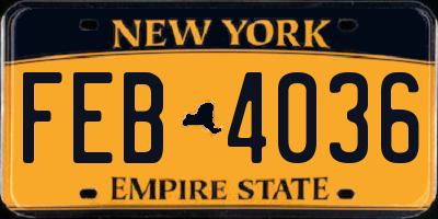 NY license plate FEB4036
