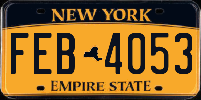NY license plate FEB4053