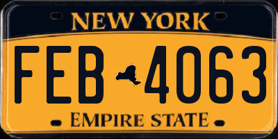 NY license plate FEB4063
