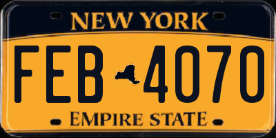NY license plate FEB4070