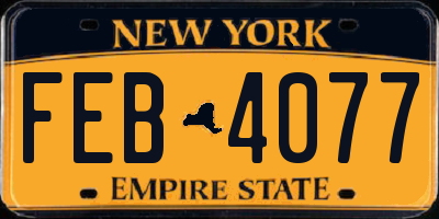 NY license plate FEB4077