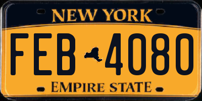 NY license plate FEB4080