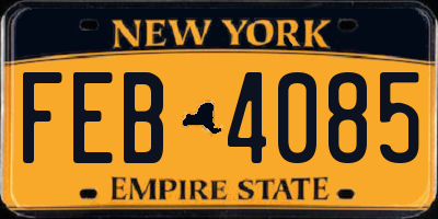 NY license plate FEB4085