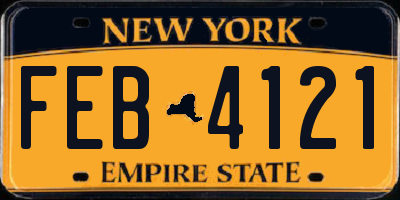 NY license plate FEB4121