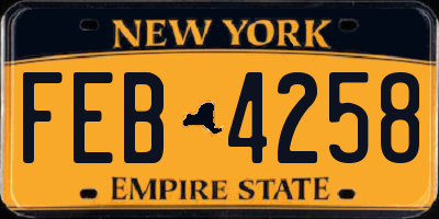 NY license plate FEB4258