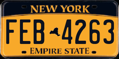NY license plate FEB4263