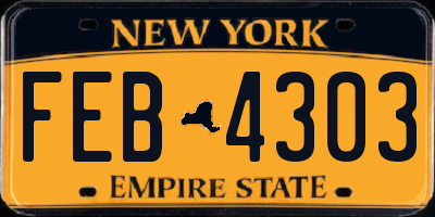 NY license plate FEB4303
