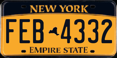 NY license plate FEB4332