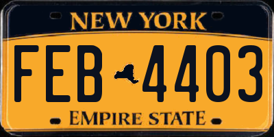 NY license plate FEB4403