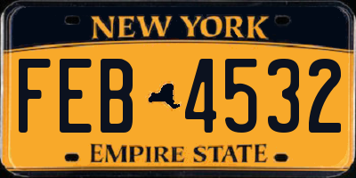 NY license plate FEB4532