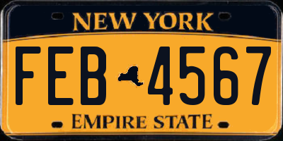 NY license plate FEB4567