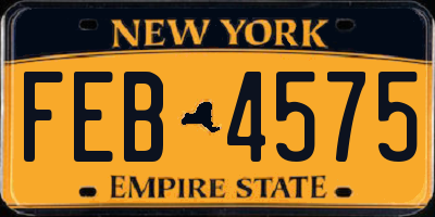 NY license plate FEB4575