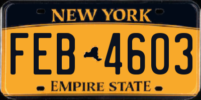 NY license plate FEB4603