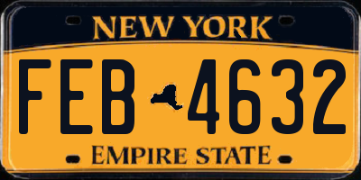 NY license plate FEB4632