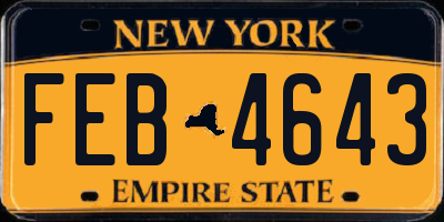 NY license plate FEB4643