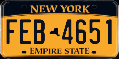 NY license plate FEB4651