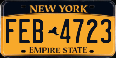 NY license plate FEB4723