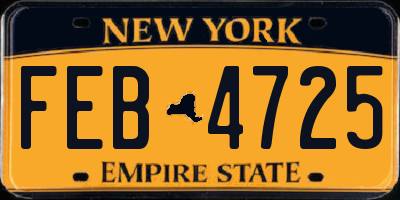 NY license plate FEB4725